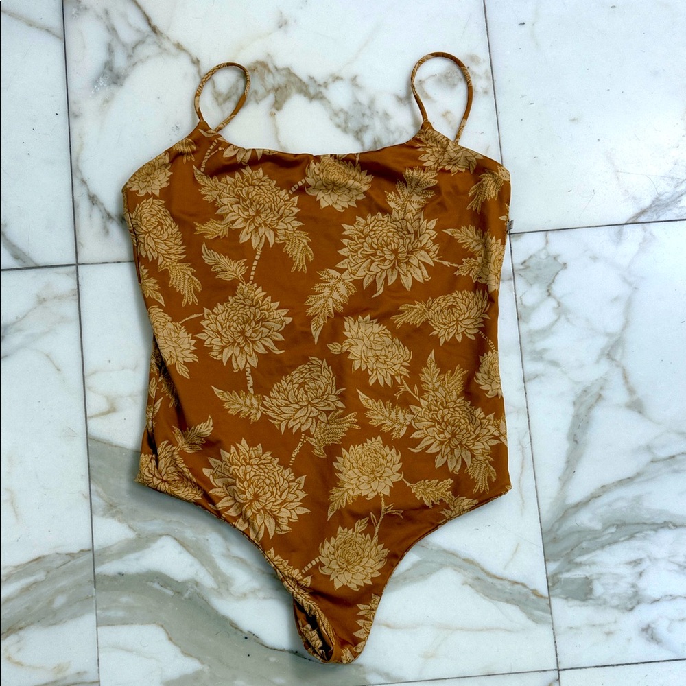 Novella Royale Floral One Piece in Mustard and Cream NWT